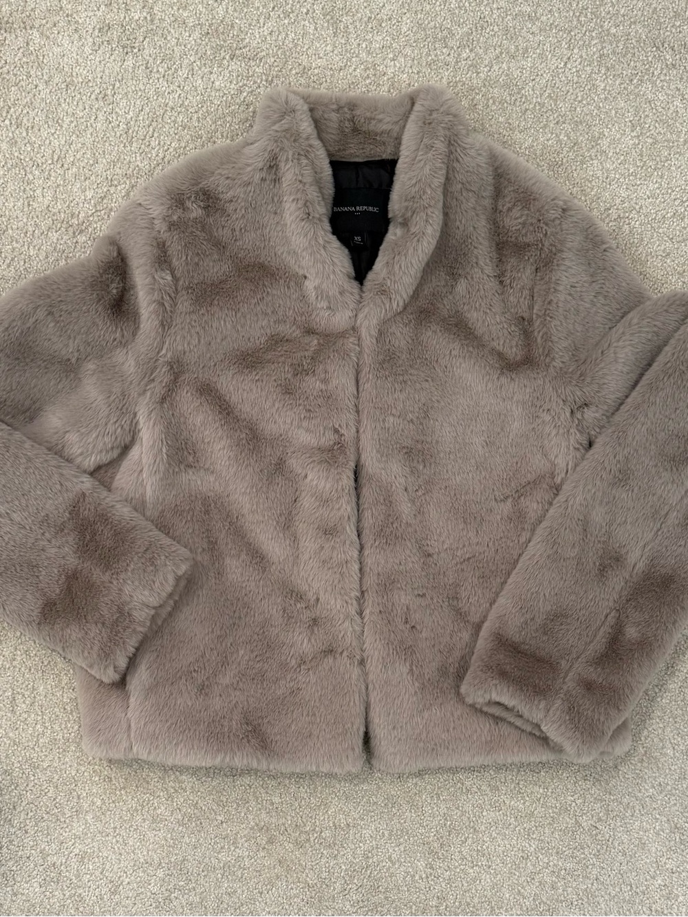 Banana Republic Plush Taupe Faux-Fur Teddy Jacket